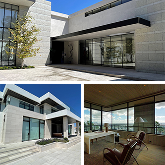 exterior and interior images of a home with jada windows
